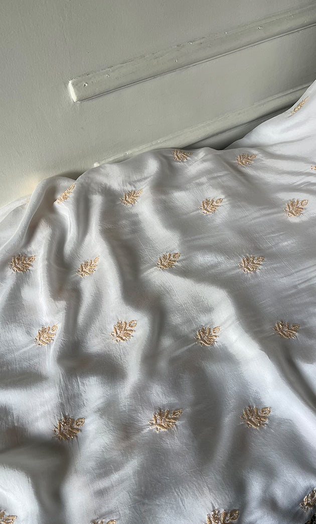 Ashima Women's Lucknowi Handcrafted Muslin Chikankari Unstitched Suit Material - HONC0243934