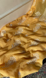 Load image into Gallery viewer, Women's Lakhnavi Handcrafted Mul Chanderi Unstitched Chikankari Full Suit Material - HONC0338250