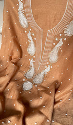 Load image into Gallery viewer, Women&#39;s Lakhnavi Handcrafted Mul Chanderi Unstitched Kurta And Dupatta Set- HONC0323418
