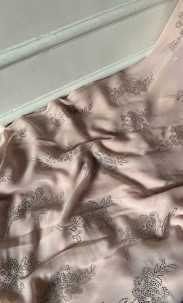 Women's Lucknowi Handcrafted Viscose Georgette Unstitched Chikankari Suit Material - HONC0336840