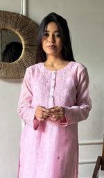 Load image into Gallery viewer, Women's Lakhnavi Handcrafted Muslin Chikankari Kurti - HONC02647660