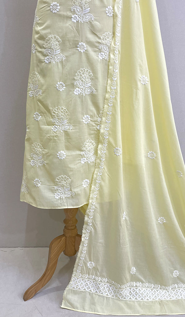Women's Lakhnavi Handcrafted Cotton Chikankari Kurta And Dupatta Set - HONC0198598