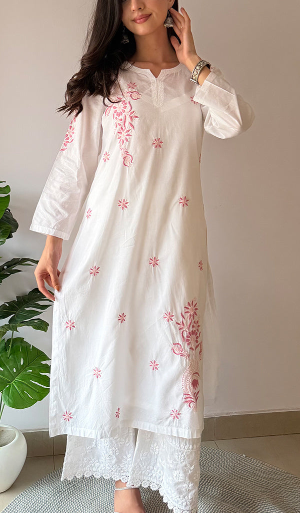 Women's Lucknowi Handcrafted Cotton Chikankari Kurti - HONC03376757