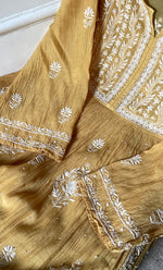 Load image into Gallery viewer, Women's Lakhnavi Handcrafted Mul Chanderi Semi - stitched Chikankari Full Suit Material - HONC0323618