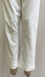 将图像加载到图库查看器中， Women&#39;s Lucknowi Handcrafted Linen Cotton Chikankari Pant - HONC0170970
