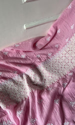Load image into Gallery viewer, Women's Lucknowi Handcrafted Kota Cotton Chikankari Unstitched Kurta And Dupatta Set - HONC0325526