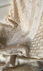 Load image into Gallery viewer, Lucknowi Handcrafted Munga Silk Chikankari Unstitched Unisex Kurta Fabric - HONC0320842