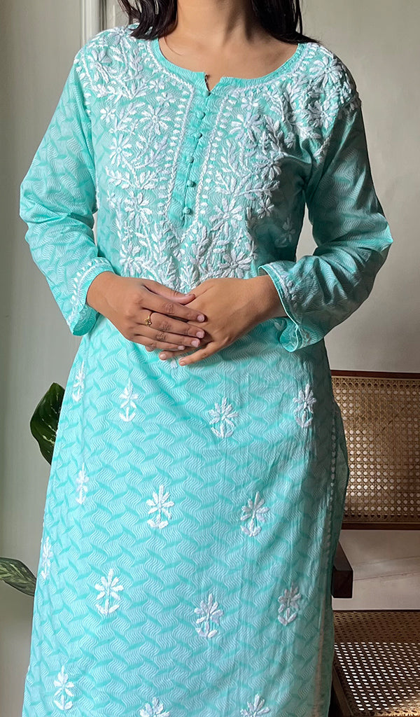 Women's Lucknowi Handcrafted Cotton Chikankari Kurti - HONC0290215