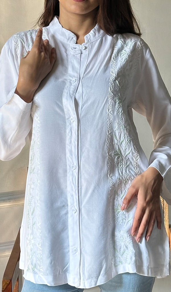 Women's Lakhnavi Handcrafted Cotton Chikankari Top - HONC0297840
