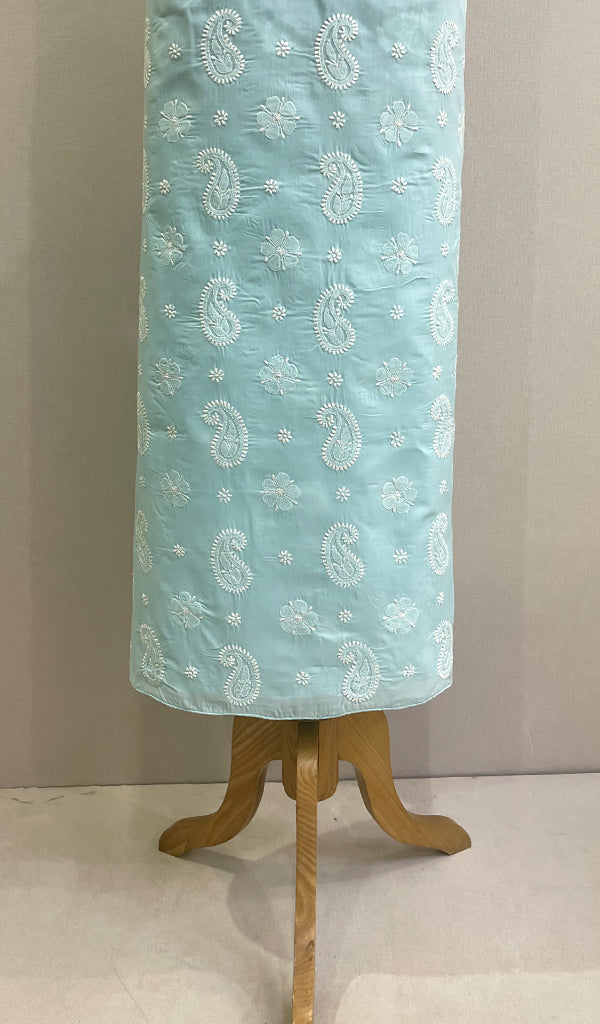 Women's Lakhnavi Handcrafted Cotton Chikankari Unstitched Kurti Fabric - HONC0194861