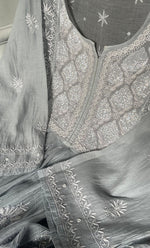 Load image into Gallery viewer, Women&#39;s Lakhnavi Handcrafted Mul Chanderi Semi - Stitched Kurta And Dupatta Set- HONC0309525
