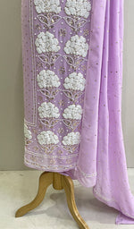 将图像加载到图库查看器中， Parveen Women&#39;s Lakhnavi Handcrafted Viscose Georgette Chikankari Full Suit Material -  HONC0203238
