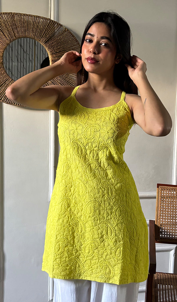 Women's Lakhnavi Handcrafted Cotton Chikankari  Long Top - HONC0349181