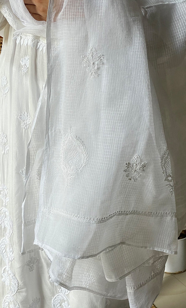 Nazm Women's Lucknowi Handcrafted Kota Cotton Chikankari Dupatta - HONC0277294