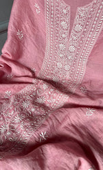 Load image into Gallery viewer, Women&#39;s Lakhnavi Handcrafted Mul Chanderi Chikankari Full Suit Material - HONC0307420
