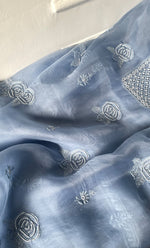 Load image into Gallery viewer, Women&#39;s Lakhnavi Handcrafted Pure Organza Chikankari Unstitched Kurta And Dupatta Set- HONC0314162
