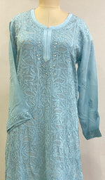 将图像加载到图库查看器中， Women&#39;s Lakhnavi Handcrafted Viscose Georgette Chikankari Kurti - HONC0204863
