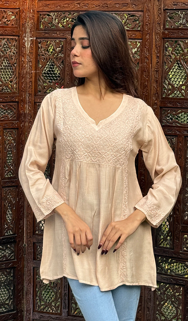 Daisha Women's Lucknowi Handcrafted Muslin Chikankari Top - HONC0242975