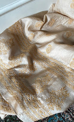 Load image into Gallery viewer, Women's Lakhnavi Handcrafted Tussar Silk Chikankari Kurta And Dupatta Set - HONC0314535