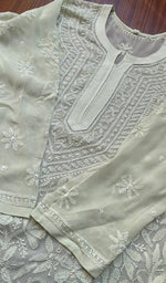 Load image into Gallery viewer, Women&#39;s Lakhnavi Handcrafted Viscose Georgette Chikankari Kurti- HONC0244743
