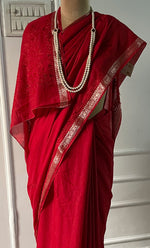 Load image into Gallery viewer, Women&#39;s Lakhnavi Handcrafted Mul Chanderi Chikankari Saree - HONC0307129
