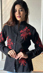 Load image into Gallery viewer, Vaani Women&#39;s Lucknowi Handcrafted Slub Cotton Chikankari Top - HONC0299204
