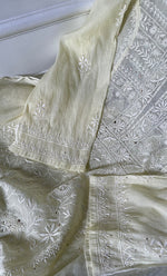 Load image into Gallery viewer, Women&#39;s Lakhnavi Handcrafted Mul Chanderi Semi -stitched Chikankari Full Suit Material - HONC0296119
