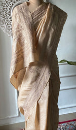 将图像加载到图库查看器中， Women's Lakhnavi Handcrafted Tussar Silk Chikankari Saree - HONC0331050