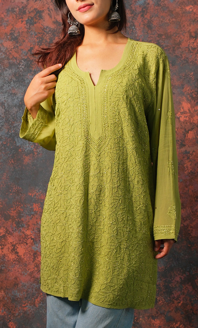 Women's Lucknowi Handcrafted Viscose Georgette Chikankari Top - HONC0327524