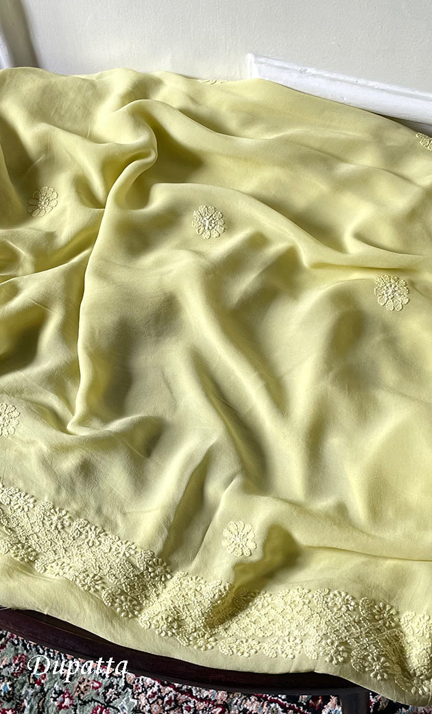 Women's Lakhnavi Handcrafted Viscose Georgette Chikankari Full Suit Material - HONC0312590