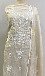 将图像加载到图库查看器中， Women&#39;s Lakhnavi Handcrafted Tissue Chanderi Chikankari Kurta Dupatta Set - HONC0222545
