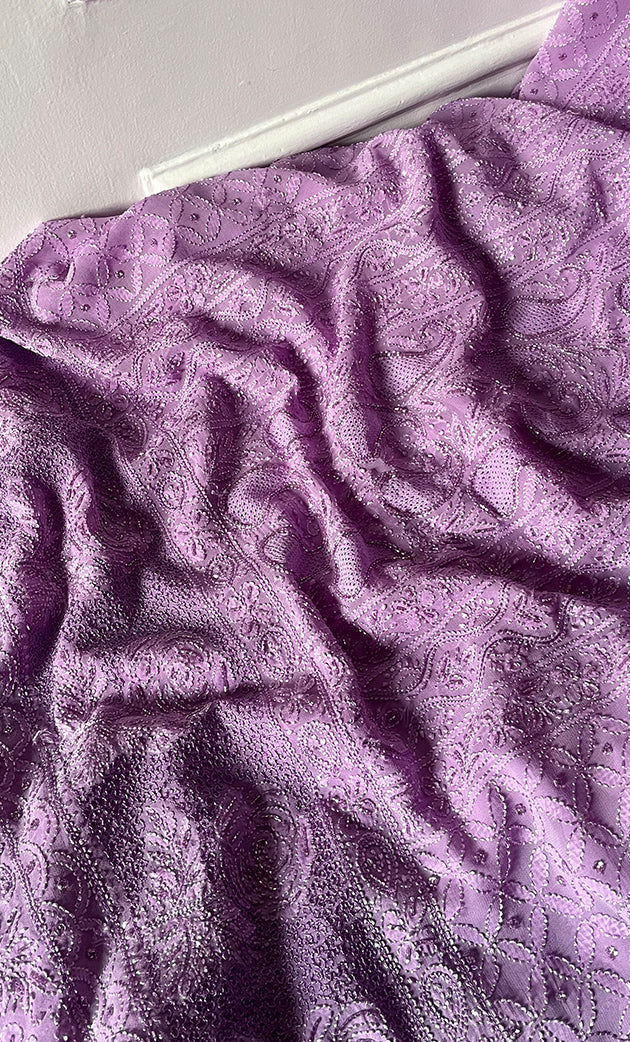 Women's Lakhnavi Handcrafted Viscose Georgette Chikankari Full Suit Material - HONC0299906