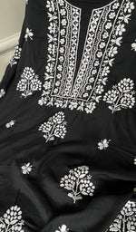 Load image into Gallery viewer, Women&#39;s Lakhnavi Handcrafted Modal Cotton Chikankari Unstitched Kurti Fabric - HONC0242110
