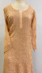 将图像加载到图库查看器中， Women&#39;s Lucknowi Handcrafted Viscose Georgette Chikankari Kurta Gharara Set - HONC0195682
