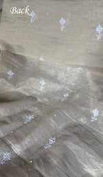 Load image into Gallery viewer, Women's Lakhnavi Handcrafted Tissue Chanderi Unstitched Chikankari Kurta And Dupatta Set - HONC0347706