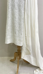 将图像加载到图库查看器中， Women&#39;s Lakhnavi Handcrafted Pure Silk Georgette Chikankari Full Suit Fabric - HONC0177889
