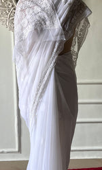Load image into Gallery viewer, Women's Lucknowi Handcrafted  Faux-Georgette Chikankari Saree - HONC0228974