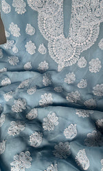 将图像加载到图库查看器中， Women&#39;s Lakhnavi Handcrafted Unstitched Faux-Georgette Chikankari Suit Material - HONC0263066

