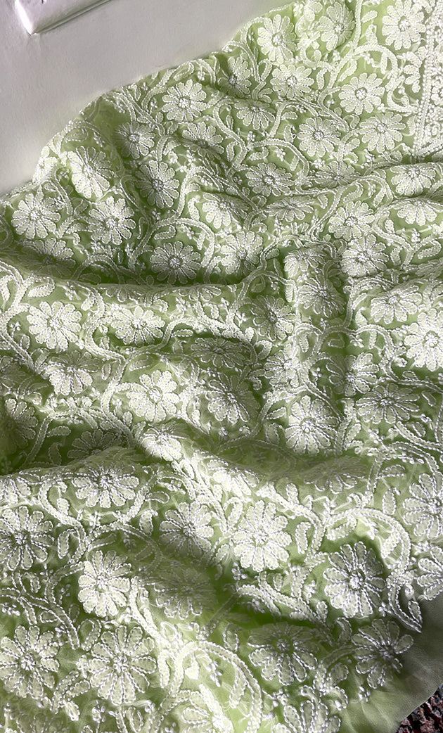 Women's Lucknowi Handcrafted Faux-Georgette Chikankari Suit Material - HONC0315343