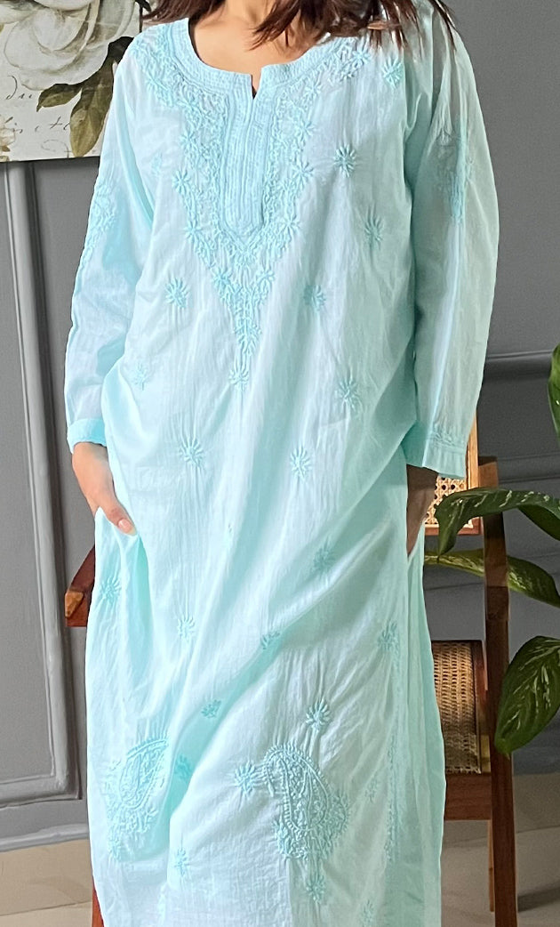 Women's Lucknowi Handcrafted Muslin Chikankari Kurti - HONC0217283