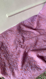 Load image into Gallery viewer, Women's Lucknowi Handcrafted Chanderi Silk Unstitched Chikankari Full Suit Material - HONC0342151