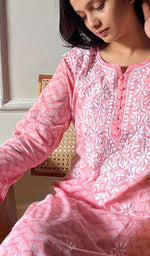 Load image into Gallery viewer, Women&#39;s Lucknowi Handcrafted Cotton Chikankari Kurti - HONC0290232
