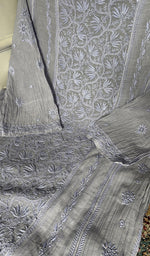 Load image into Gallery viewer, Women's Lakhnavi Handcrafted Mul Chanderi Semi - Stitchd Kurta  And Dupatta Set - HONC0344314