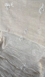 Load image into Gallery viewer, Women's Lakhnavi Handcrafted Tissue Chanderi Chikankari Unstitched Kurta Dupatta Set - HONC0352167
