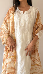 Load image into Gallery viewer, Women's Lakhnavi Handcrafted Mul Chanderi Chikankari Dupatta - HONC0349241