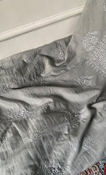 Load image into Gallery viewer, Women's Lakhnavi Handcrafted Mul Chanderi Unstitched Chikankari Full Suit Material - HONC0328320