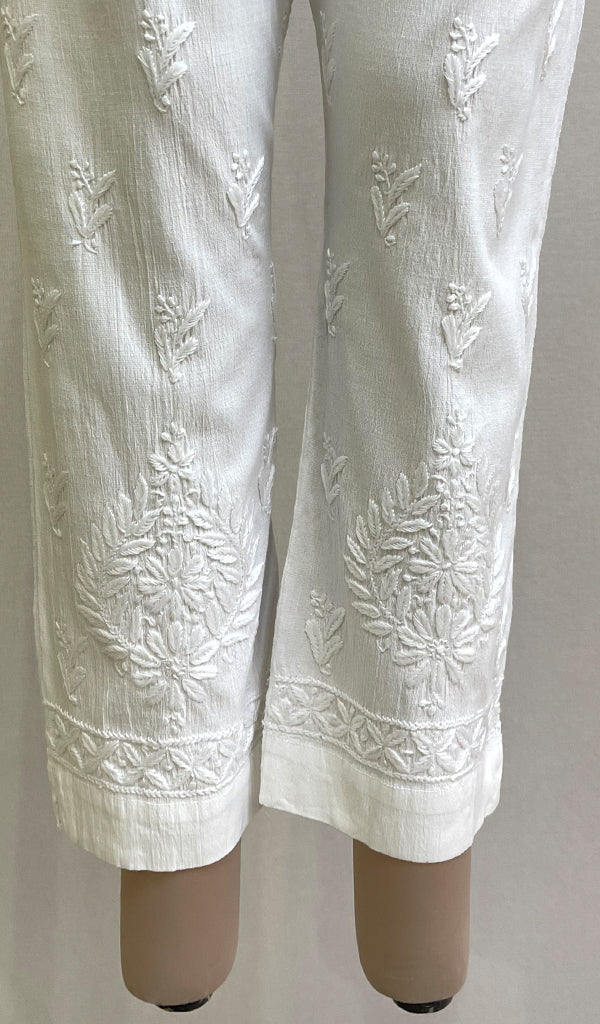 Women's Lucknowi Handcrafted Linen Cotton Chikankari Pant - HONC0170960