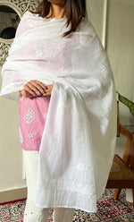 Load image into Gallery viewer, Women's Lucknowi Handcrafted Kota Cotton Chikankari Dupatta - HONC0304724