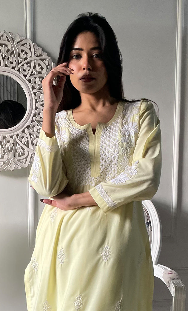 Women's Lucknowi Handcrafted Cotton Chikankari Kurti - HONC0330799
