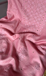 Load image into Gallery viewer, Women's Lucknowi Handcrafted Chanderi Silk Unstitched Chikankari Full Suit Material - HONC0287070